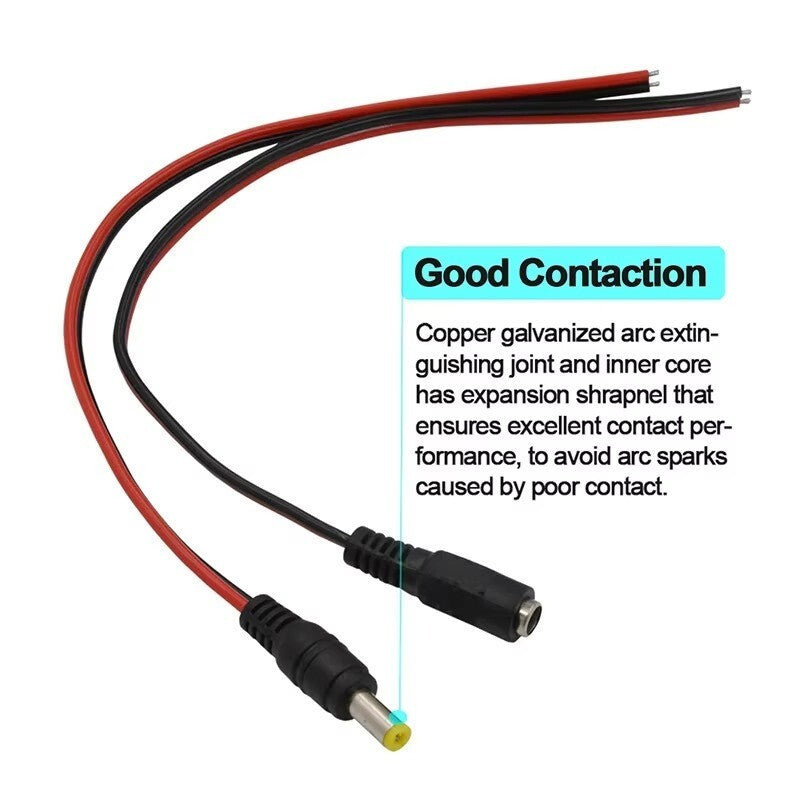 Male & Female DC 12V Power Socket Jack-Plug Connector Cable Electronic Soldering - Dukes Supplies