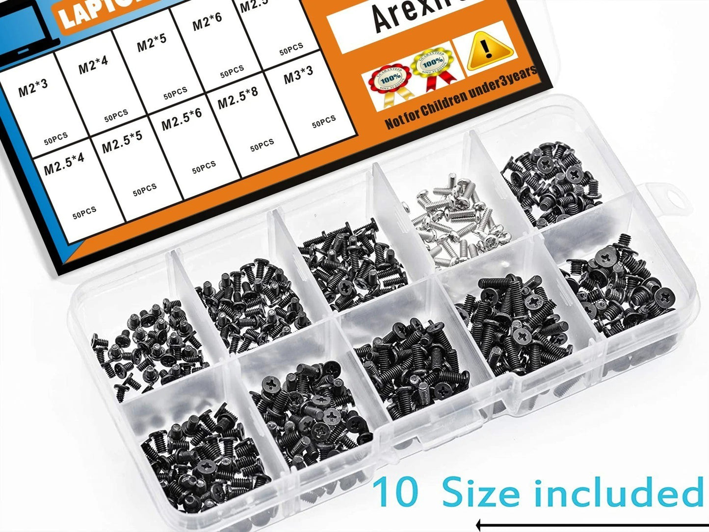 500pc Laptop Computer Screw Kit M2 M2.5 M3 Flat Head Phillips Screw - Image 10
