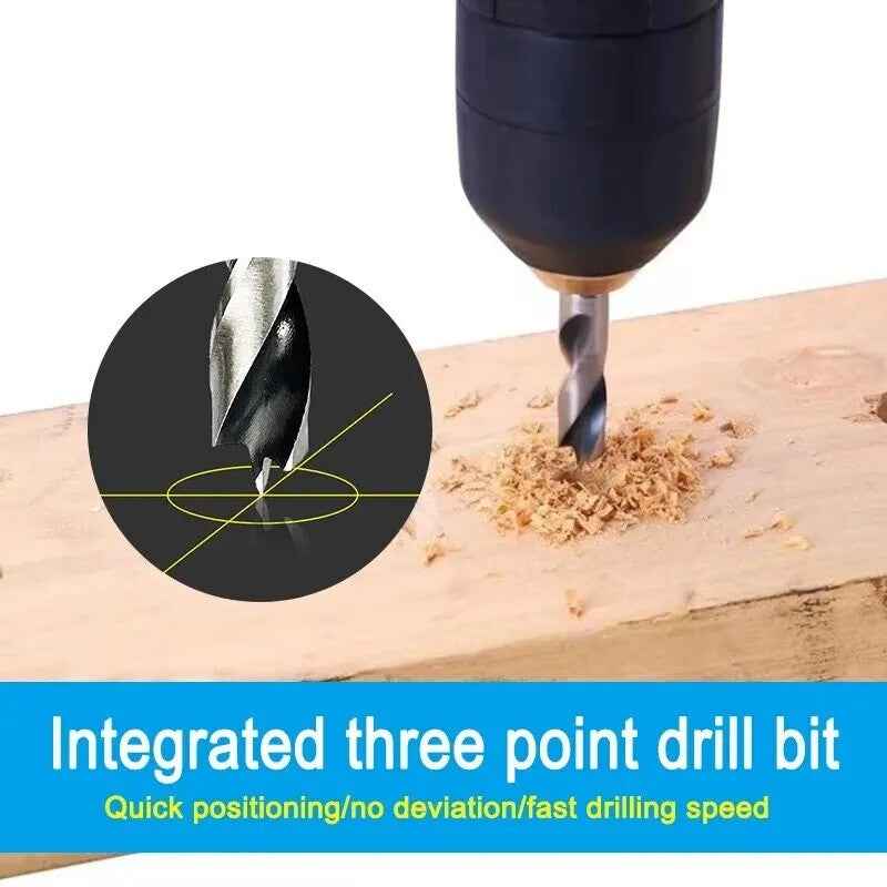 6pc Three Pointed Drill Bits Set - Hex Shank Woodwork Drill Tool Set HSS Steel - Dukes Supplies