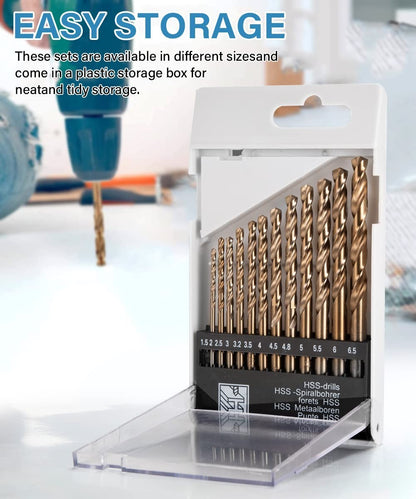 13 Pcs 1.5mm-6.5mm HSS 5% Cobalt Drill Bit Set, for Stainless Steel, Wood, Metal - Image 19