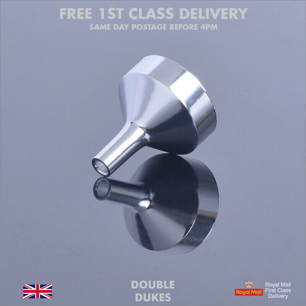 Small Mini Metal Funnels for Atomizers, Vials & Small Bottles Silver 18mm - Dukes Supplies