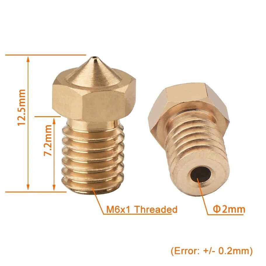3D Printer Nozzle Brass Extruder V6 for E3DV6 Anycubic i3 Mega S X Chiron Kobra - Dukes Supplies