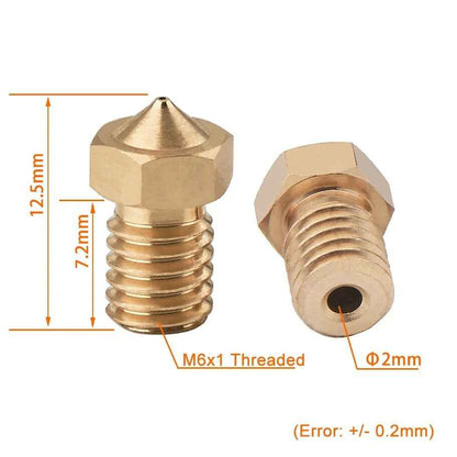 3D Printer Nozzle Brass Extruder V6 for E3DV6 Anycubic i3 Mega S X Chiron Kobra - Dukes Supplies