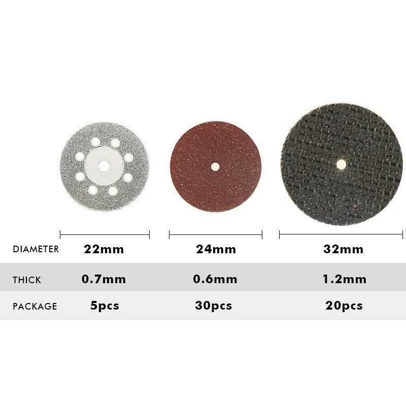 60pc Cutting Discs Wheel Saw Diamond Blades Set & Shanks For Rotary Tool Dremel - Image 3