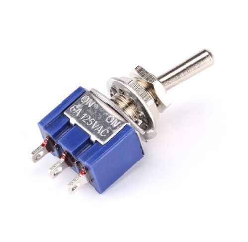 ON/ON Mini Latching Toggle Switch 3 Pin SPDT 6A 125VAC/3A 250VAC 2-Way DIY PCB - Dukes Supplies