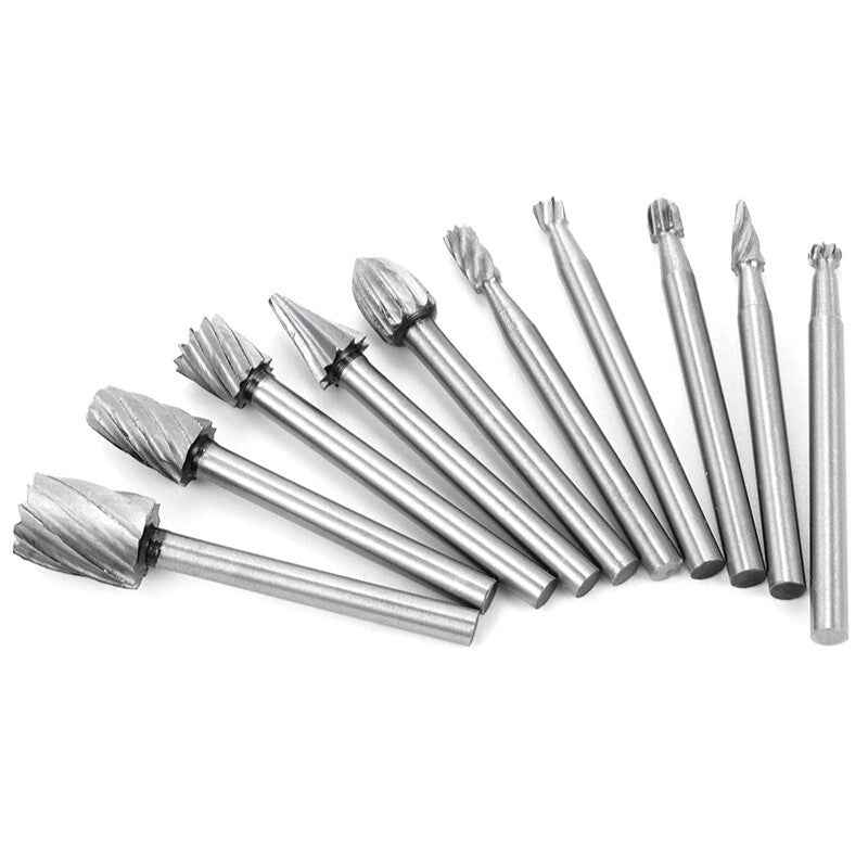 10 x HSS Routing Wood Carving Tool Rotary Drill File Router Bits For Dremel - Dukes Supplies