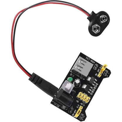 MB102 Solderless Breadboard Power Supply Module with 9V Battery Clip Power Cable - Dukes Supplies