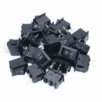 Rectangular Rocker Switch 15mm X 10mm KCD1 SPST Small Black 2 Pin ON-OFF 250V - Dukes Supplies
