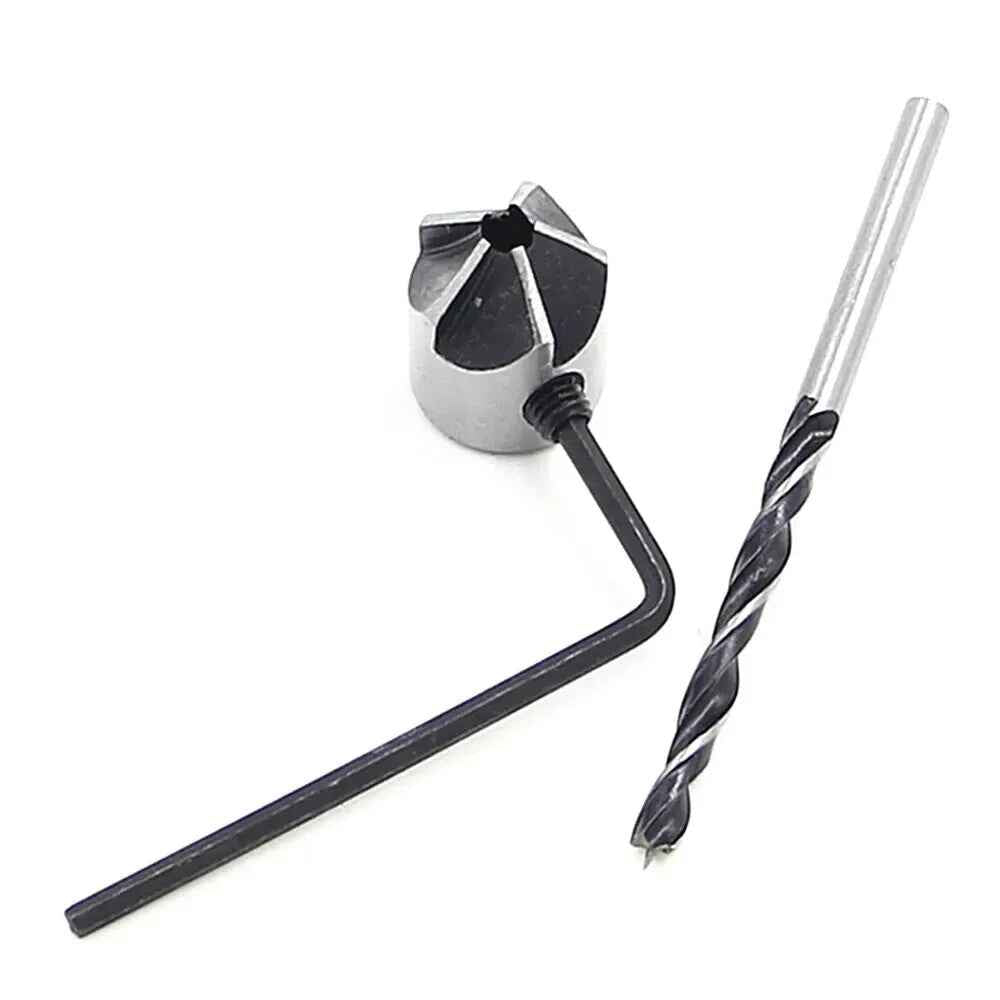 4x HSS 5 Flute Countersink Drill Bit Set Reamer Woodworking Chamfer & Wrench - Dukes Supplies