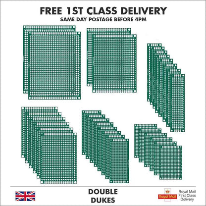 Double Sided Prototype Circuit Board FR4 PCB Universal Board Green Arduino PI UK - Dukes Supplies