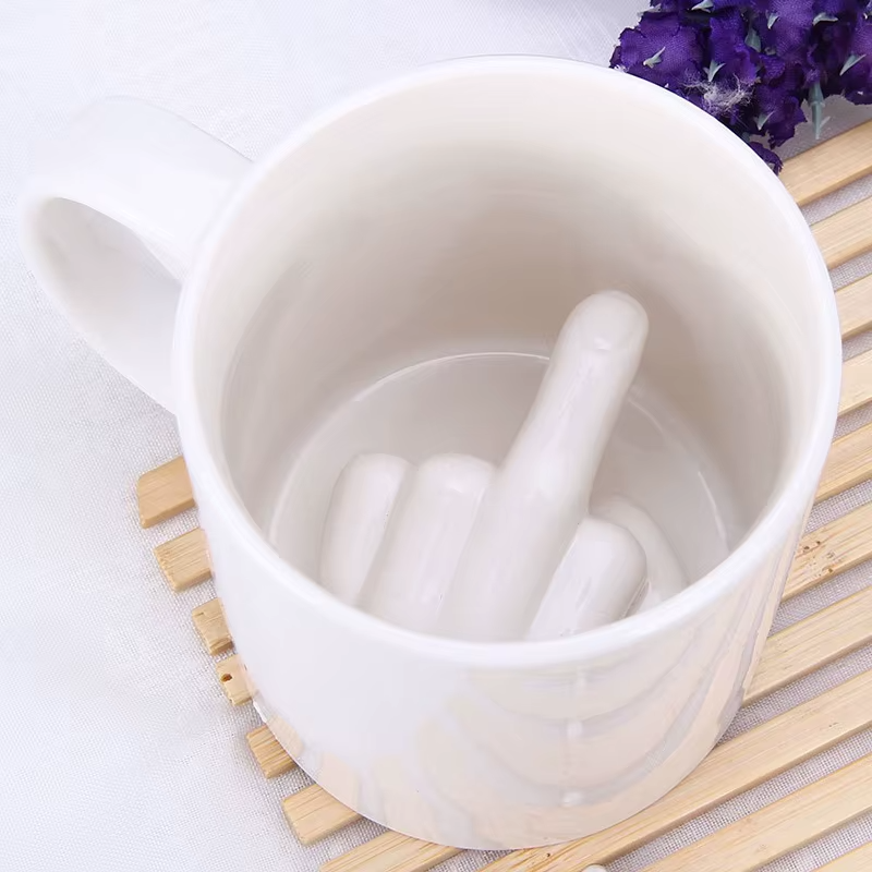Middle Finger Mug Coffee Cup Ceramic Funny Prank Joke Mug Gift - Image 4