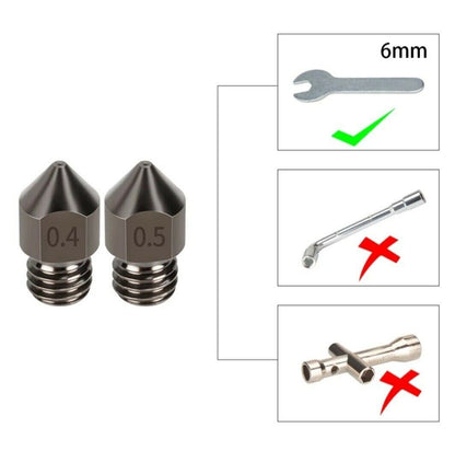 2pcs 0.4mm Hardened Steel 3D Printer Nozzle MK8 CR-10 Ender 3 Anet A8 m6 - Dukes Supplies