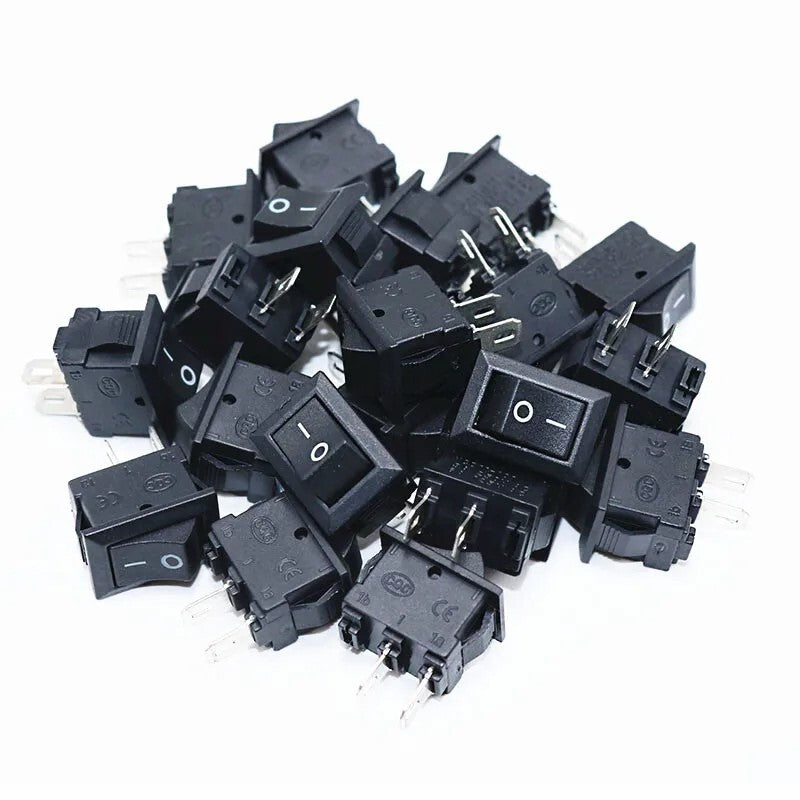 Rectangular Rocker Switch 15mm X 10mm KCD1 SPST Small Black 2 Pin ON-OFF 250V - Dukes Supplies