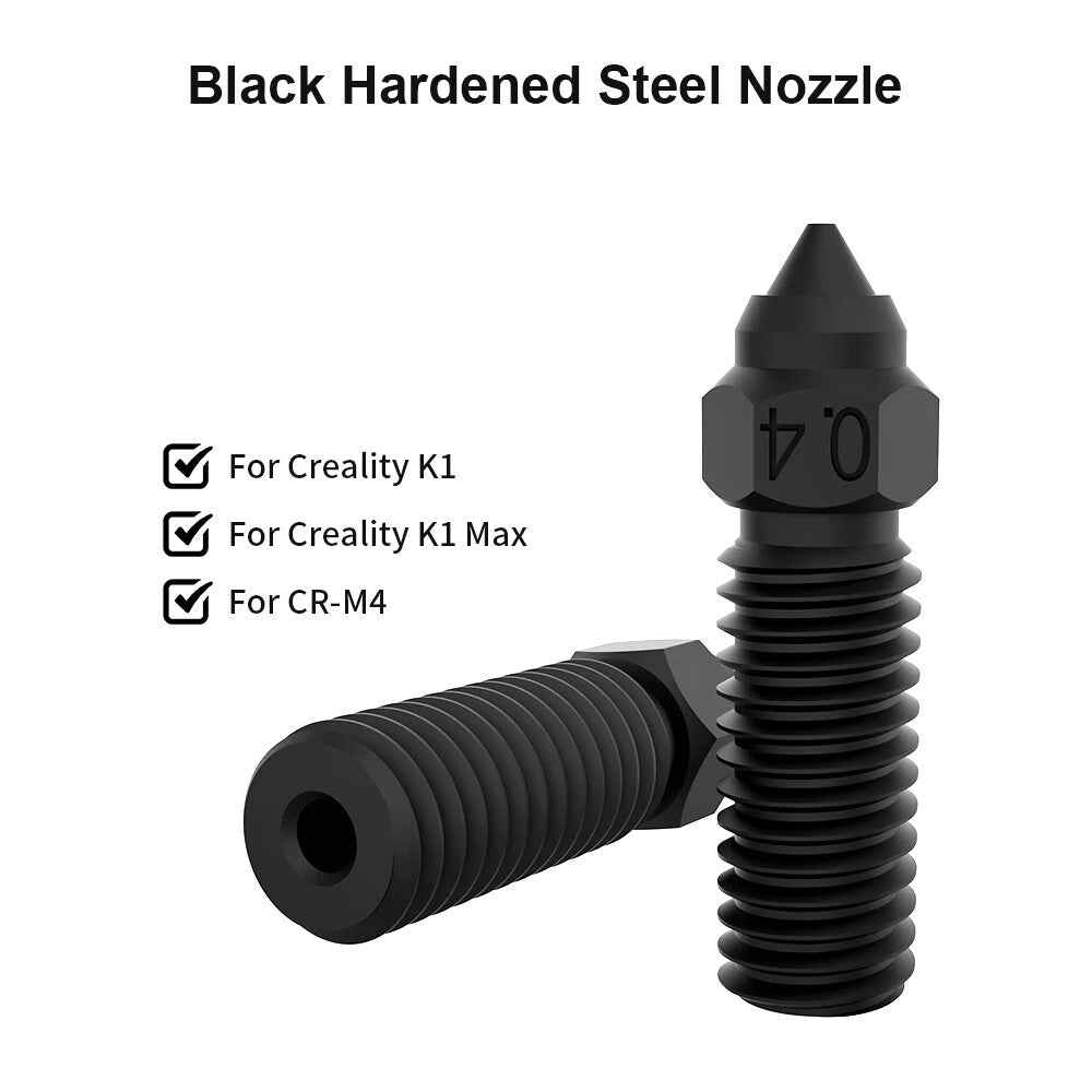 Creality K1/K1 Max CR-M4 Nozzle Hardened Steel 0.2mm-1.2mm 3D Printer M6 Thread - Dukes Supplies