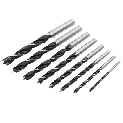 8pc HSS Twist Drill Bit Set Spur Brad Point Round Shank Wood Drill Woodworking - Dukes Supplies