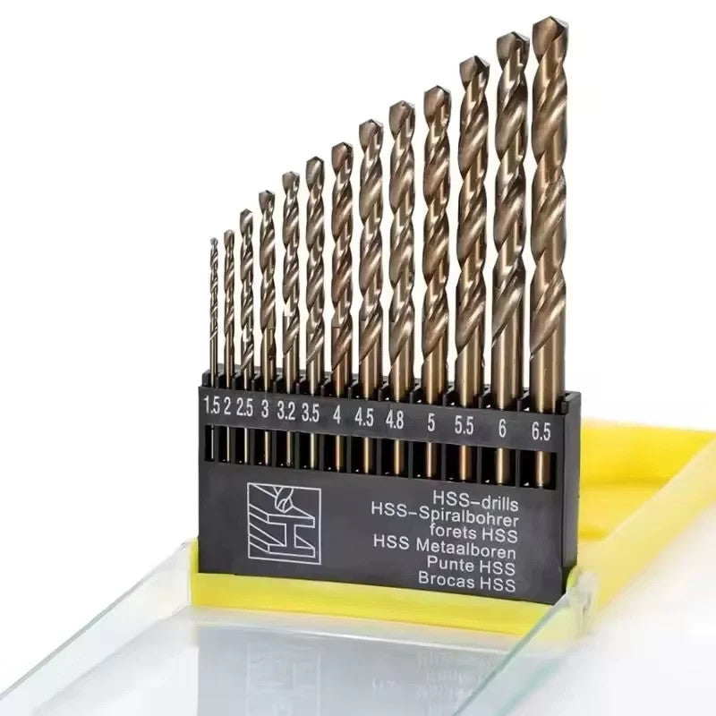 13 Pcs 1.5mm-6.5mm HSS 5% Cobalt Drill Bit Set, for Stainless Steel, Wood, Metal - Image 11