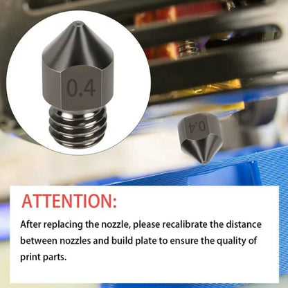 2pcs 0.4mm Hardened Steel 3D Printer Nozzle MK8 CR-10 Ender 3 Anet A8 m6 - Dukes Supplies