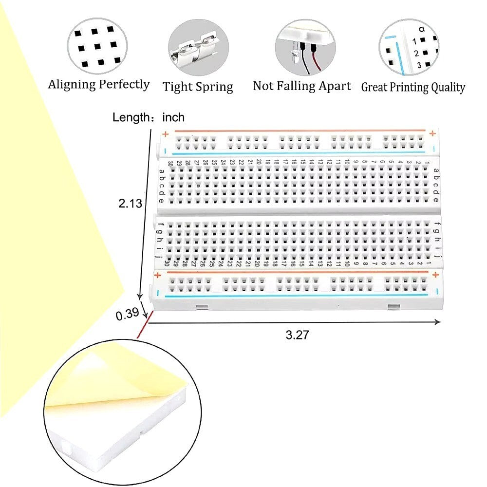 Breadboard Kit: 400pt + 205 Jumper Wires for Arduino/Raspberry Pi Circuits DIY - Dukes Supplies