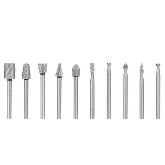 10 x HSS Routing Wood Carving Tool Rotary Drill File Router Bits For Dremel - Dukes Supplies