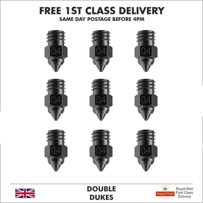 5pc 0.4mm Hardened Steel 3D Printer Nozzle Pointed MK8 CR-10 Ender 3 Anet A8 m6 - Dukes Supplies