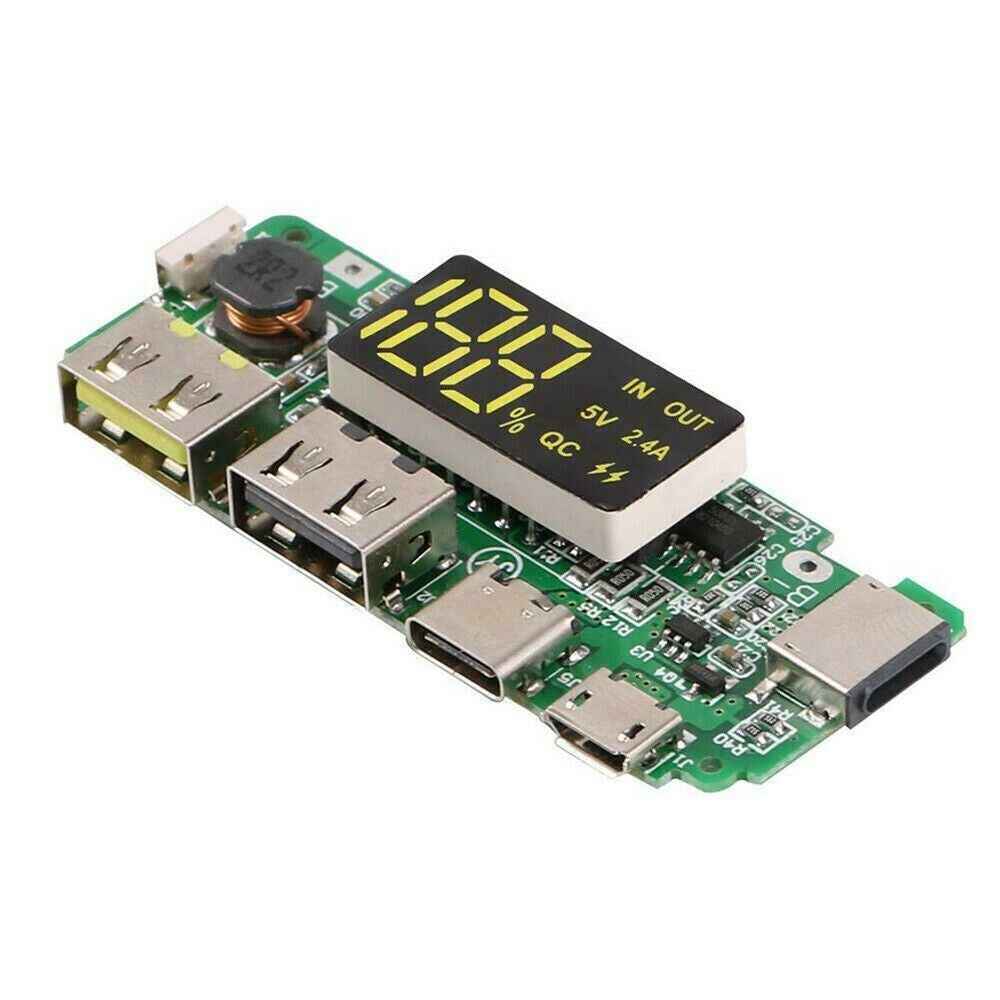 LED Dual USB 5V 2.4A Micro/Type-C USB Mobile 18650 Charging Module - Dukes Supplies