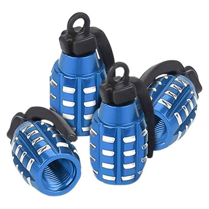Tyre Valve Dust Caps Grenade Car Bike Motorcycle Alloy BMX MTB X 4 - Dukes Supplies