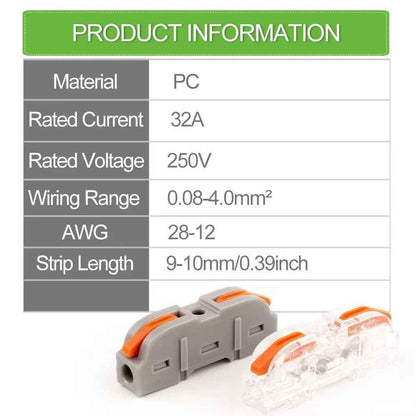 SPRING LEVER TERMINAL BLOCK ELECTRICAL CABLE WIRE CONNECTOR QUICK SPLICE INLINE - Dukes Supplies