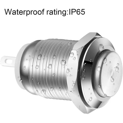 12V 12mm Momentary Push Button Switch Round Metal Waterproof 2 Pin - Dukes Supplies