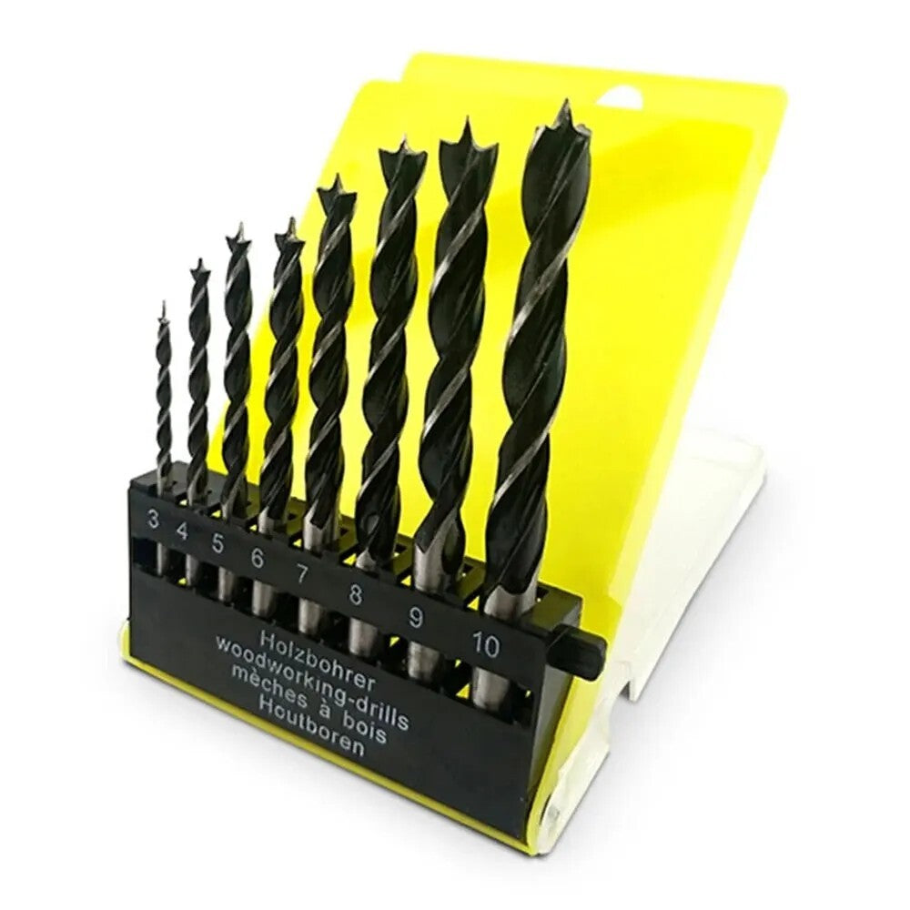 8pc HSS Twist Drill Bit Set Spur Brad Point Round Shank Wood Drill Woodworking - Dukes Supplies