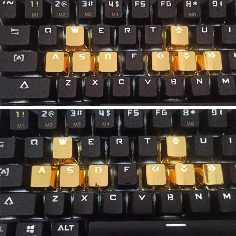 8pc Gold Keycaps Set WASD Arrow Keys for MX Mechanical Keyboard Backlit - Image 3