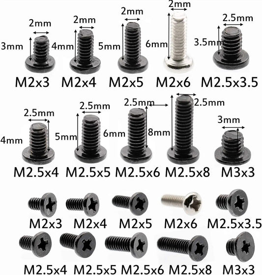 500pc Laptop Computer Screw Kit M2 M2.5 M3 Flat Head Phillips Screw - Image 2
