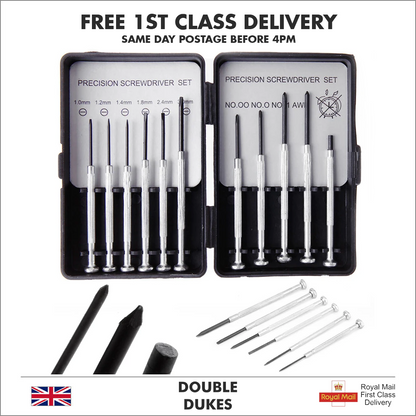 11pc Precision Screwdriver Set Kit- Tools for Glasses, Watches, Jewellers & More - Dukes Supplies