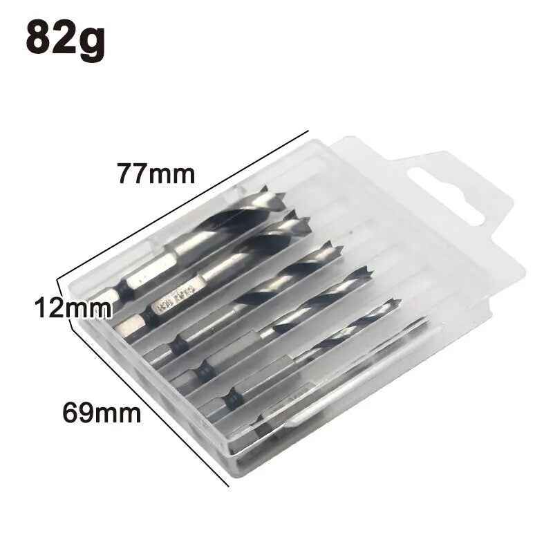 6pc Three Pointed Drill Bits Set - Hex Shank Woodwork Drill Tool Set HSS Steel - Dukes Supplies