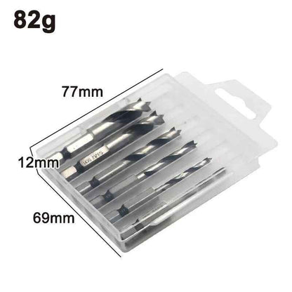 6pc Three Pointed Drill Bits Set - Hex Shank Woodwork Drill Tool Set HSS Steel - Dukes Supplies