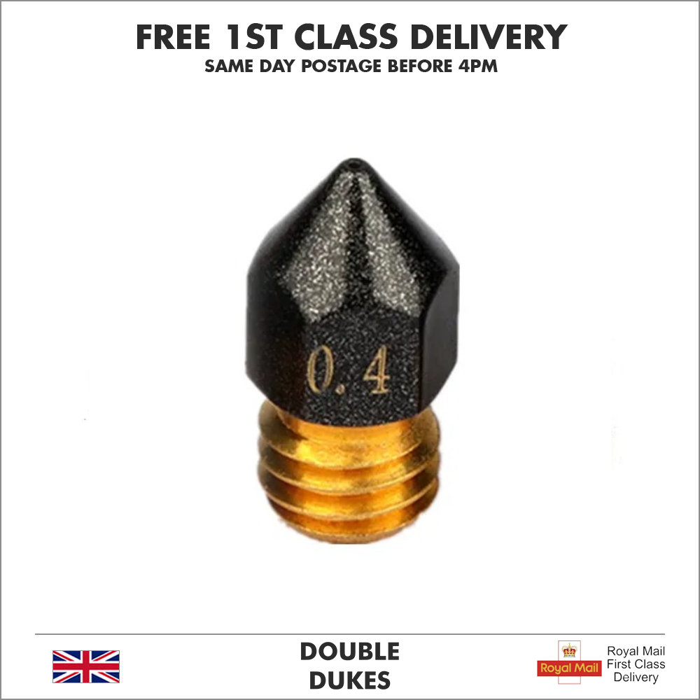 3D Printer MK8 PTFE Coated Nozzle 0.4mm M6 Thread - Ender 3 Pro CR-10R Anet - Dukes Supplies