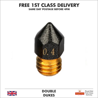 3D Printer MK8 PTFE Coated Nozzle 0.4mm M6 Thread - Ender 3 Pro CR-10R Anet - Dukes Supplies