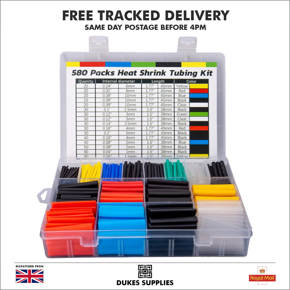 580pcs Heat Shrink Tubing Tube Sleeve Kit Electrical Assorted Cable Wire Wrap - Image 1