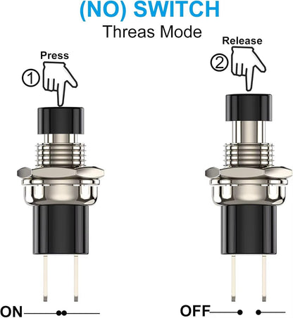 Momentary On Off Push Button Switch SPST 3 Pack Normally Closed Contacts Model - Dukes Supplies