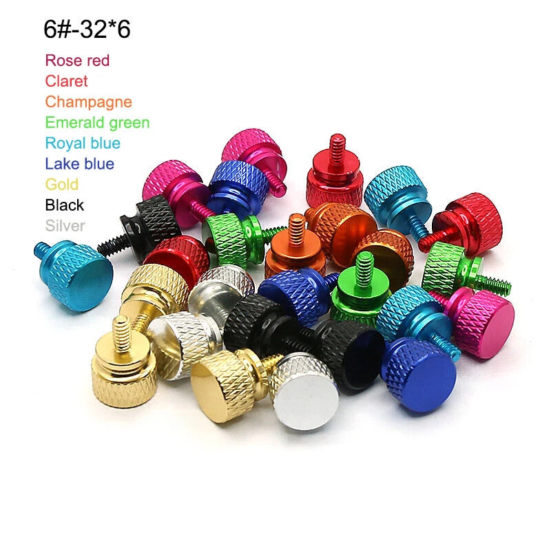 6-32 Thumb Screws Coloured Anodised - Computer Case Desktop - Pack of 4 - Dukes Supplies