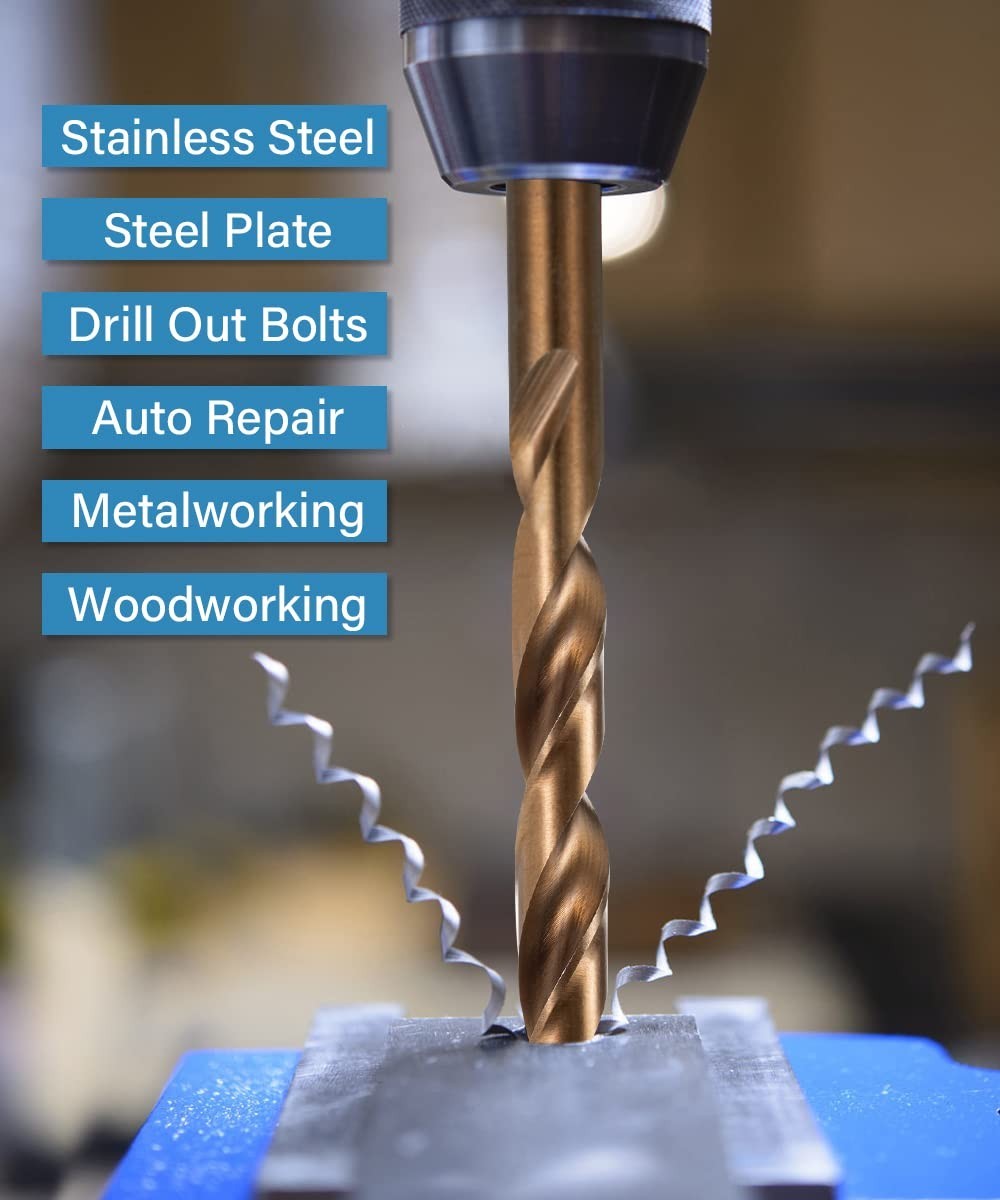 13 Pcs 1.5mm-6.5mm HSS 5% Cobalt Drill Bit Set, for Stainless Steel, Wood, Metal - Image 21