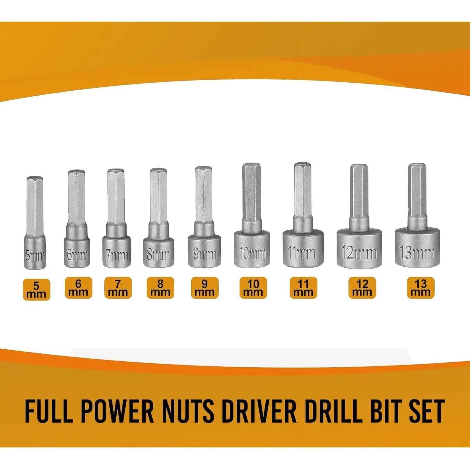 9pc Hex Shank Nut  1/4'' Driver Socket Adapter Set for Power Tools Bits Set - Dukes Supplies