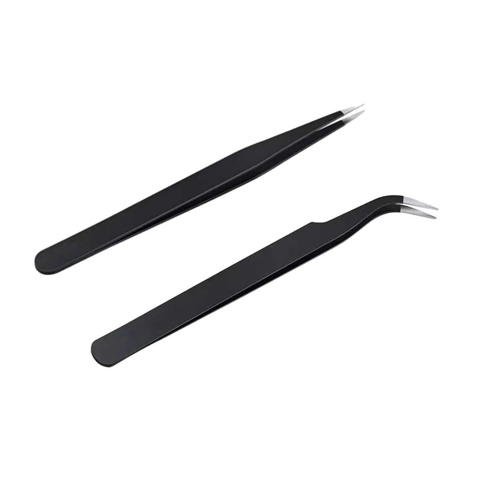 2pcs Stainless Steel Micro Precision Fine Pointed Professional Tweezers DIY Tech - Dukes Supplies