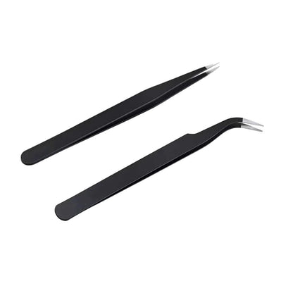 2pcs Stainless Steel Micro Precision Fine Pointed Professional Tweezers DIY Tech - Dukes Supplies