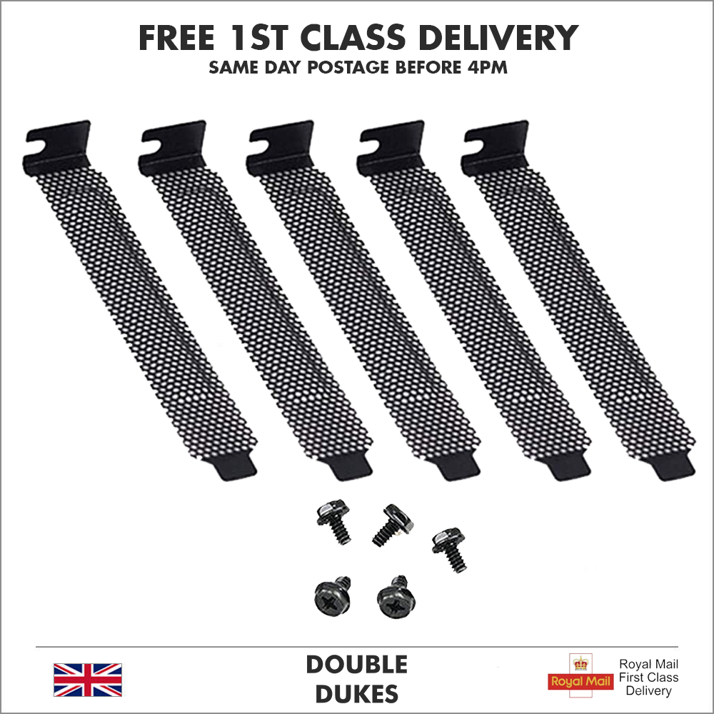 PC Computer PCI Slot Cover Blanking Off Plates | Mesh Design for Ventilation - Dukes Supplies