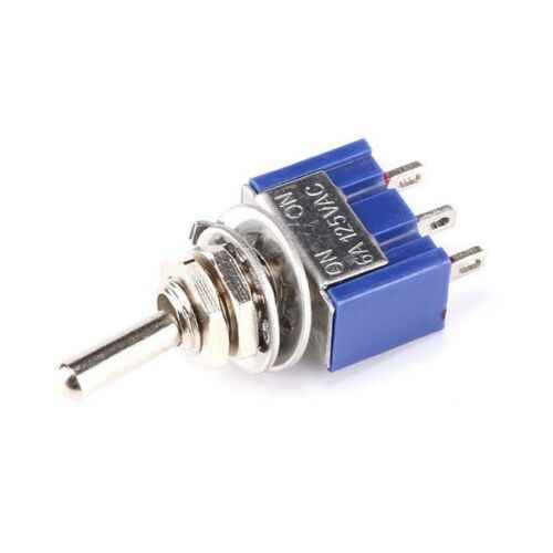 ON/ON Mini Latching Toggle Switch 3 Pin SPDT 6A 125VAC/3A 250VAC 2-Way DIY PCB - Dukes Supplies