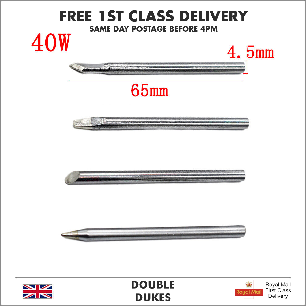 4pcs 40W Soldering Iron Tips Lead-Free Copper Solder Heads Welding Tool 4.5mm - Dukes Supplies