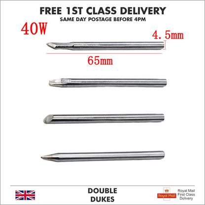 4pcs 40W Soldering Iron Tips Lead-Free Copper Solder Heads Welding Tool 4.5mm - Dukes Supplies
