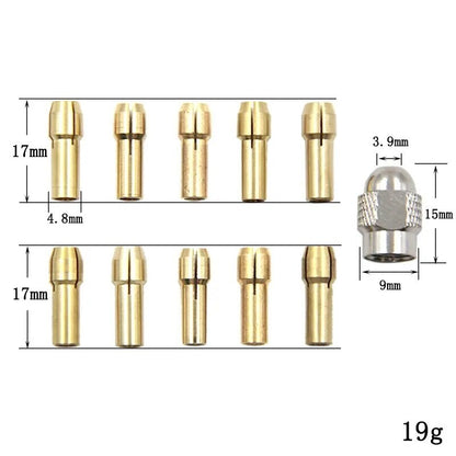 11 x Brass Drill Chuck Collet Bit For Dremel Rotary Tools Adapter 0.5mm-3.2mm - Dukes Supplies