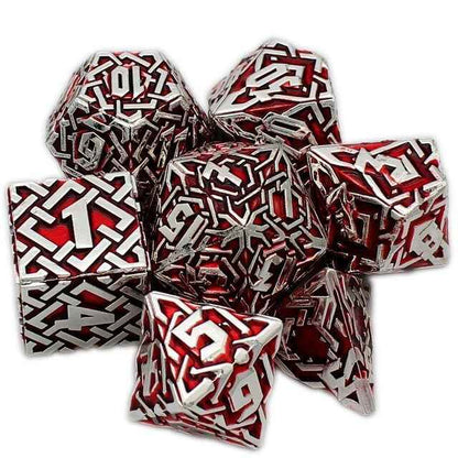 Silver Red Dragon Dice Set - Metal Polyhedral Die Set for DND and TTRPG Gifts - Dukes Supplies