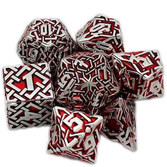 Silver Red Dragon Dice Set - Metal Polyhedral Die Set for DND and TTRPG Gifts - Dukes Supplies